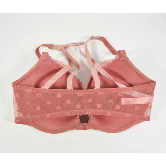 Victoria Secret Dusty Rose Pink Lace Front Closure Push Up Underwire Bra Sz 32DD - Picture 2 of 5